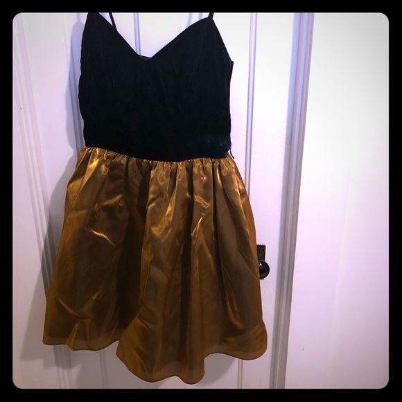 gold taffeta dress